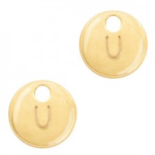 Metal charm 10mm Initial U Gold
